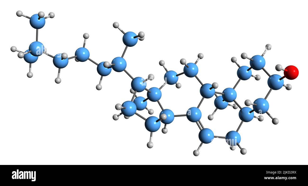 3D image de la formule squelettique de Lathostérol - structure chimique moléculaire de la molécule de type cholestérol isolée sur fond blanc Banque D'Images