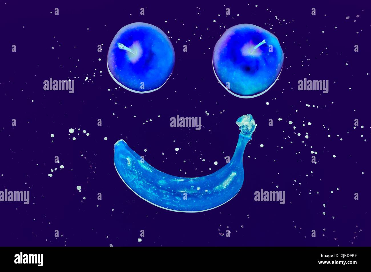 art conceptuel vif néon fruit happy face Banque D'Images