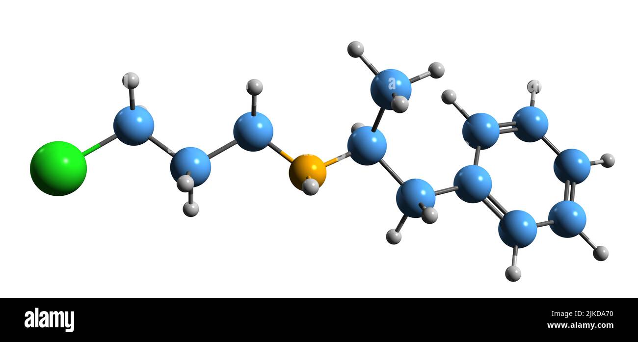 3D image de la formule squelettique de Mefenorex - structure chimique moléculaire du médicament stimulant isolé sur fond blanc Banque D'Images