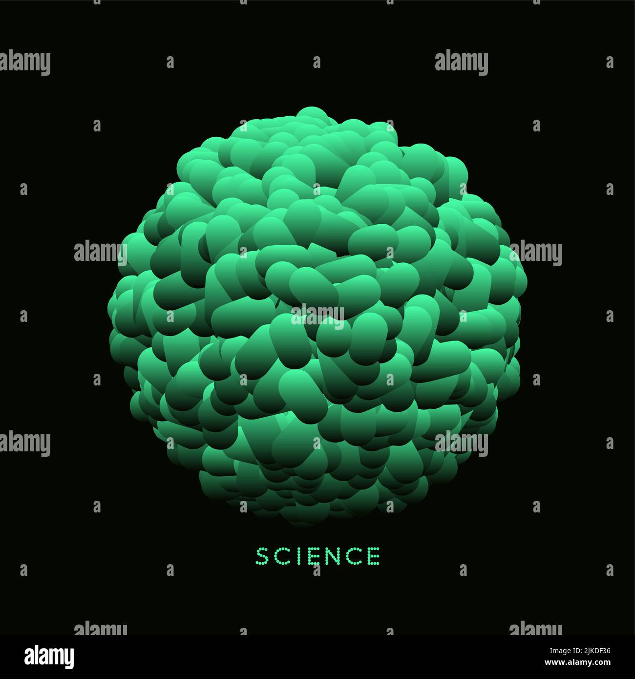 Une sphère verte formée par de nombreuses ellips. 3d illustration vectorielle pour la science, l'éducation ou la médecine. Illustration de Vecteur
