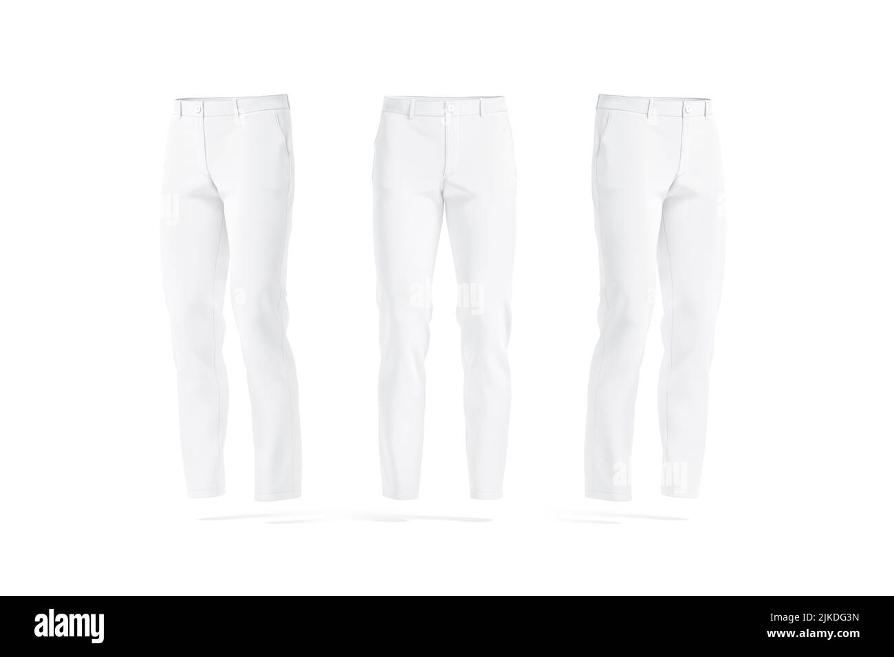 Maquette de pantalon homme blanc vierge, vue avant et latérale Banque D'Images