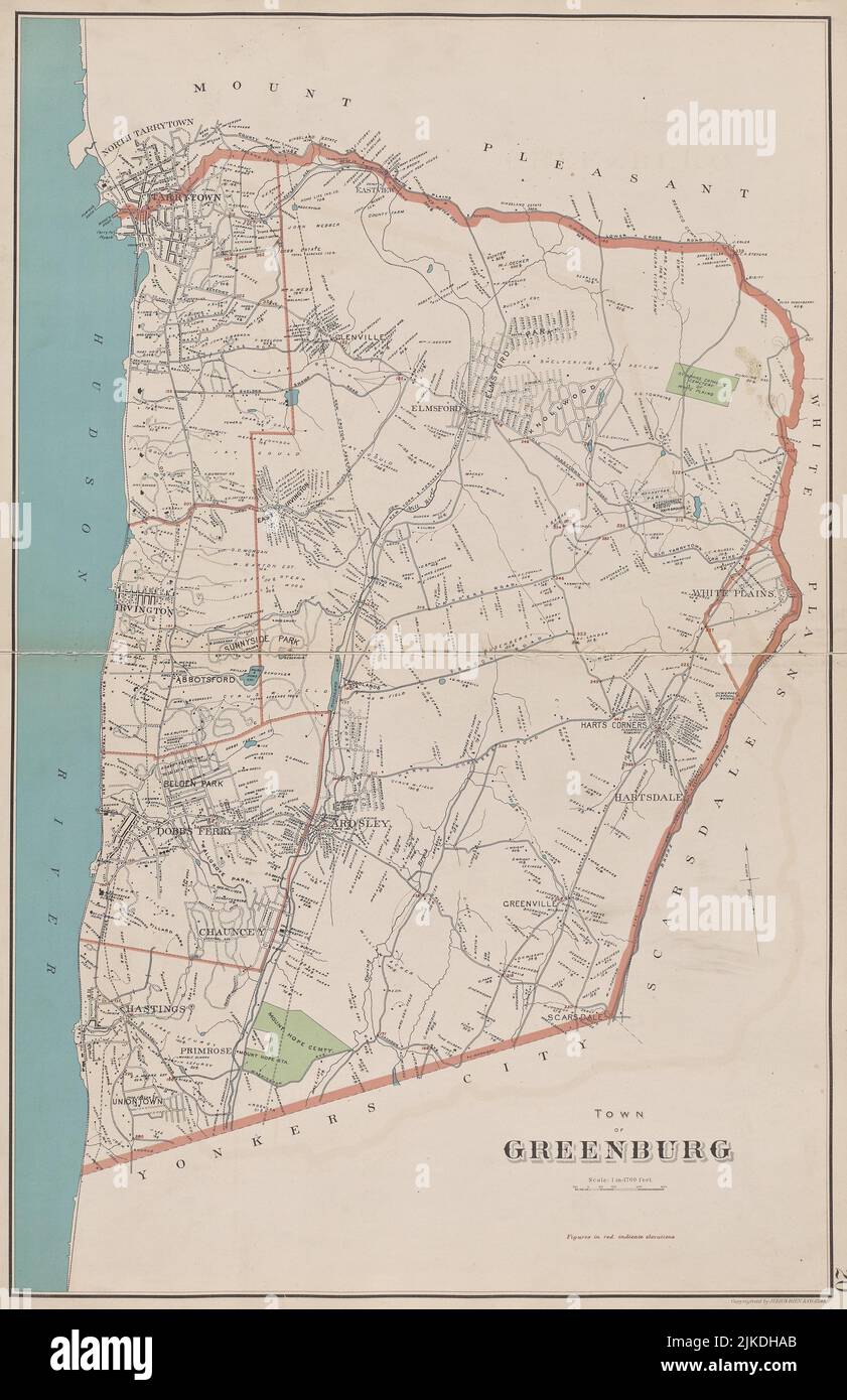 Westchester, Double page plaque no 20 [carte de la ville de Greenburg]. Bien, Joseph R. (Éditeur). Atlas des États-Unis New York Atlas of Banque D'Images