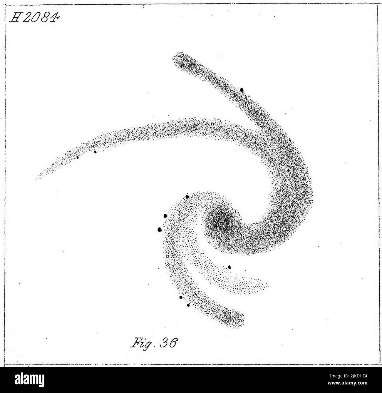 Illustration observation de la nébuleuse par Lord Rosse dans la publication de 1861. Herschel H2084, NGC6946. Banque D'Images