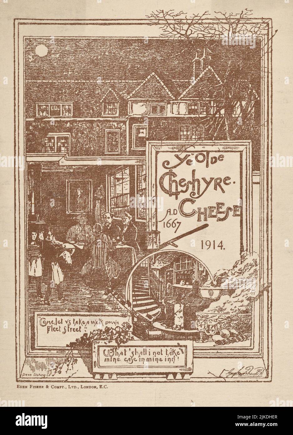 YE Olde Cheshire. Buttolph, Frank, 1850-1924 (collecteur). La collection de menus Buttolph 1914. Date de publication : 1914. Menus. : 25,5x19cm plié; Banque D'Images