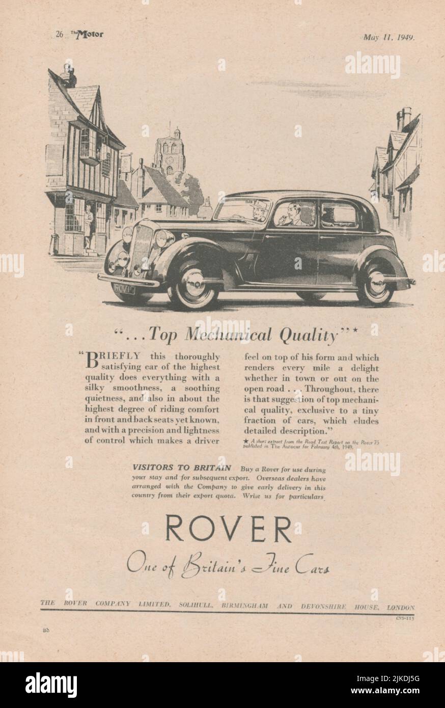 Une ancienne publicité d'un magazine automobile britannique sur les voitures Rover Banque D'Images