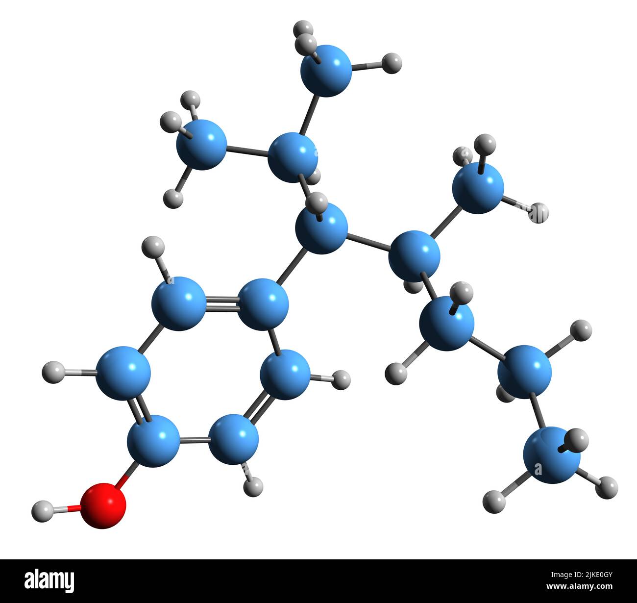 3D image de la formule squelettique de Nonylphénol - structure chimique moléculaire du composé organique isolé sur fond blanc Banque D'Images