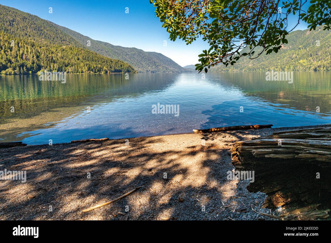 Eaux cristallines du lac Crescent dans le parc national d'Olyumpic Banque D'Images
