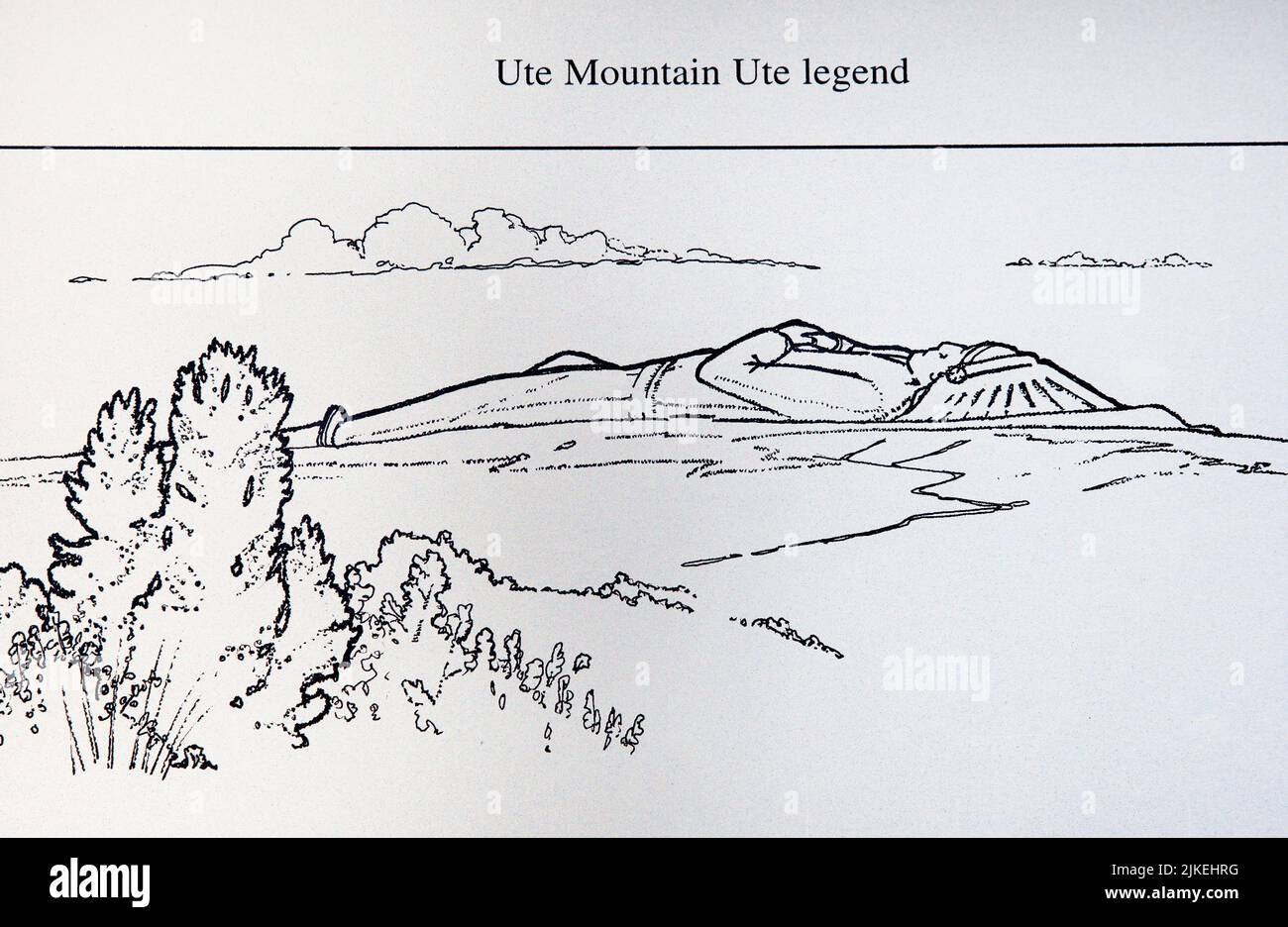 Sleeping Ute Mountain, Ute légende indienne d'un grand guerrier, situé dans la région d'Escalante près de Dolores Colorado Banque D'Images
