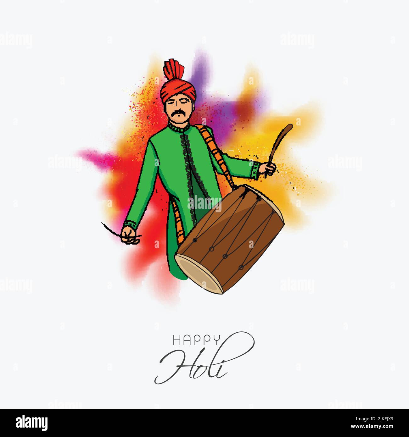 illustration de dhol avec l'eau armes à feu, Couleur boules, boue pot et  seau sur blanc Contexte avec meilleur vœux de Holi dans hindi langue.  23078299 Art vectoriel chez Vecteezy