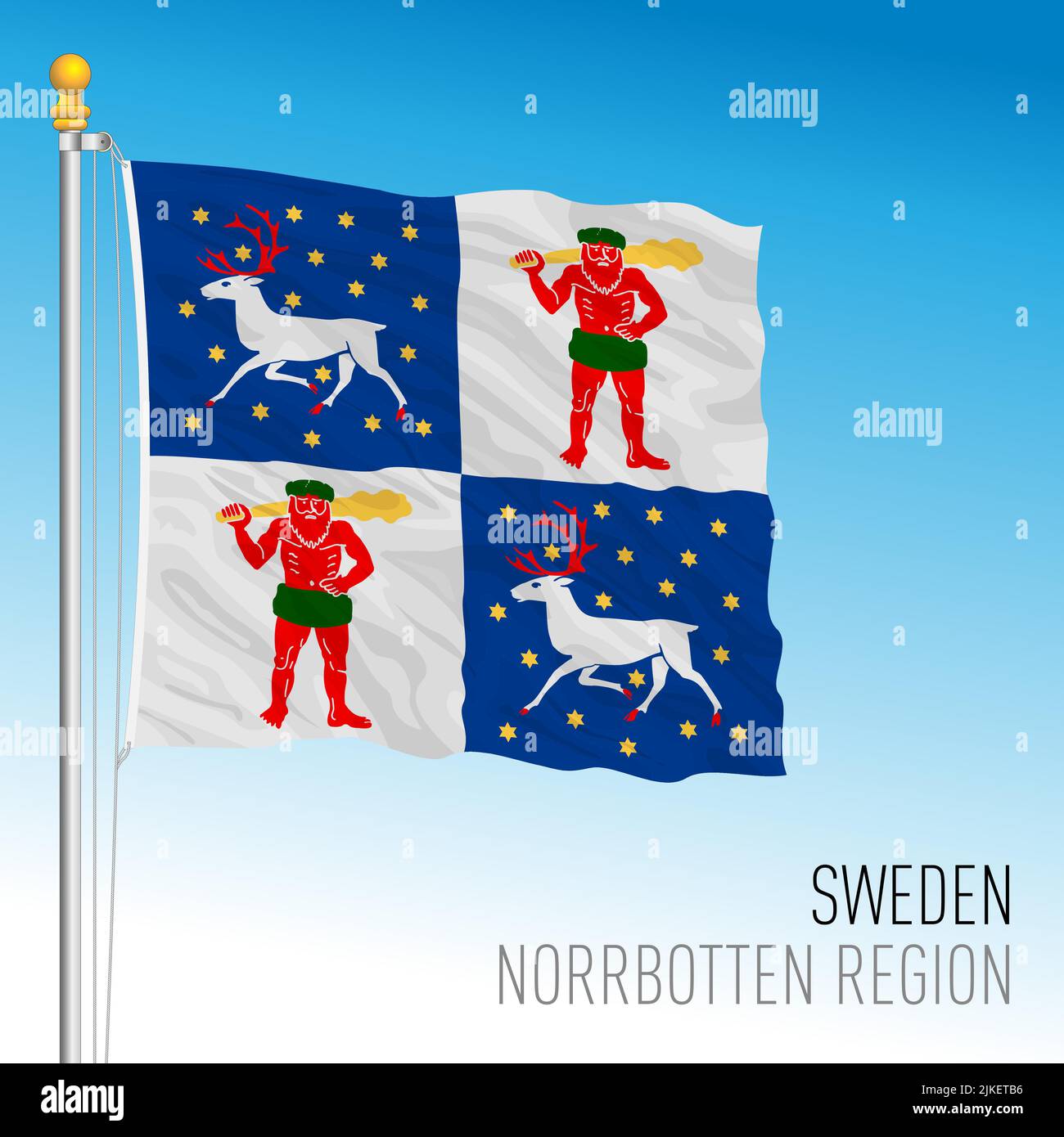 Drapeau régional du comté de Norrbotten, Royaume de Suède, illustration vectorielle Illustration de Vecteur