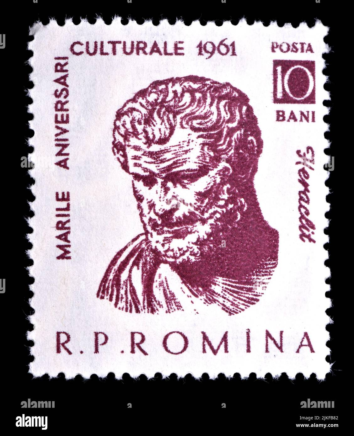 Timbre-poste roumain (1961) : Heraclitus (vers 500 av. J.-C.), philosophe grec Banque D'Images