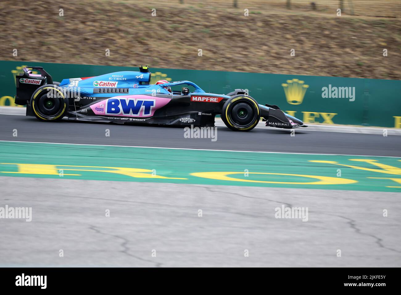 Esteban Ocon de Alpine F1 sur la piste pendant le Grand Prix de Hongrie F1 à Hungaroring sur 31 juillet 2022 Mogyorod, Hongrie. Banque D'Images