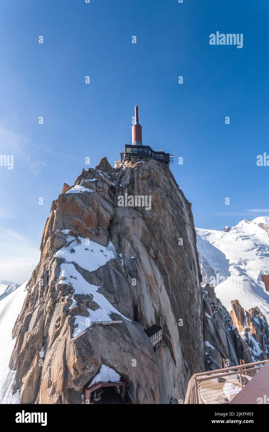 Vue sur le sommet du Mont blanc depuis l'aiguille du midi, France Banque D'Images