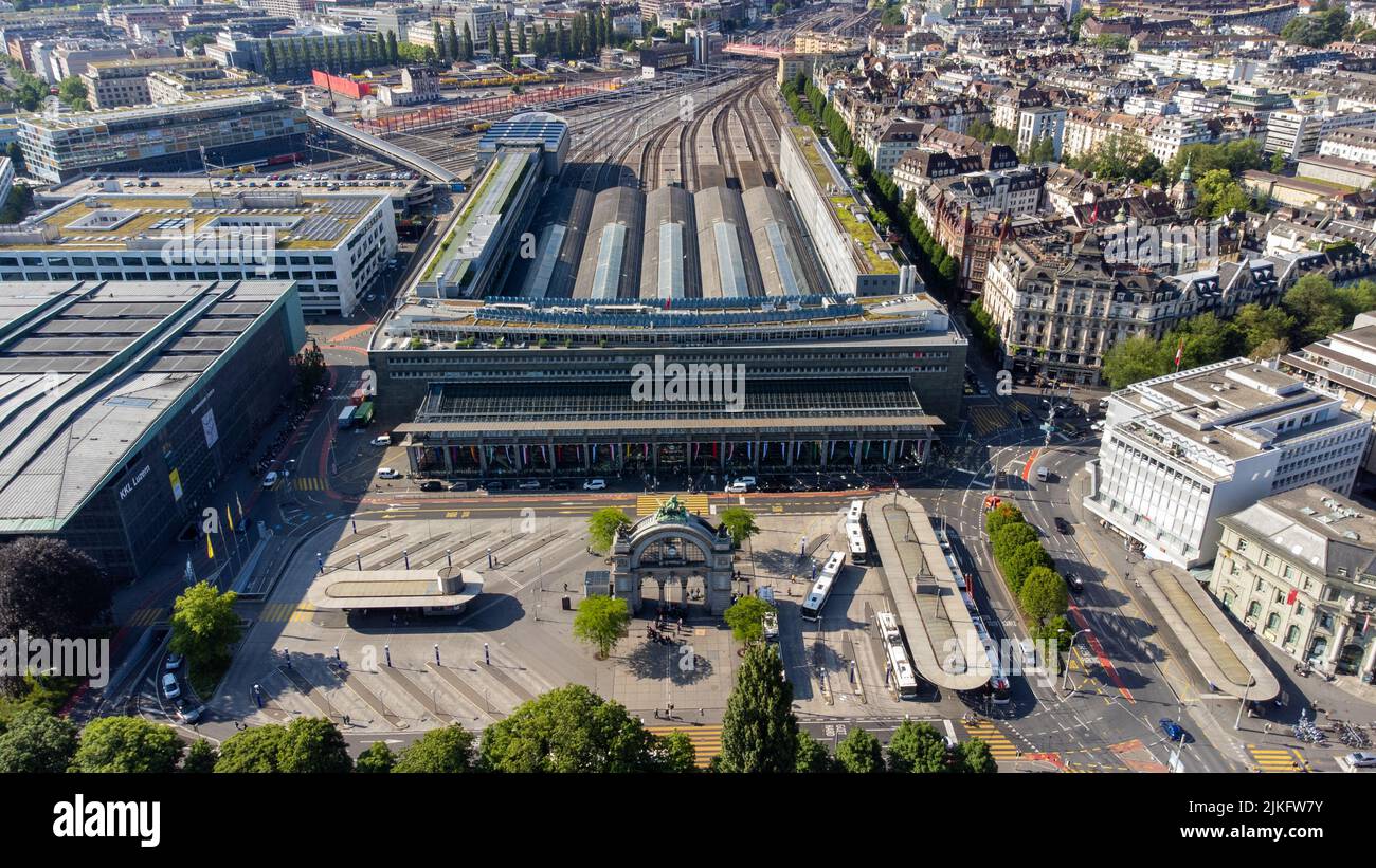 Gare ou Bahnhof, Lucerne, Suisse Banque D'Images