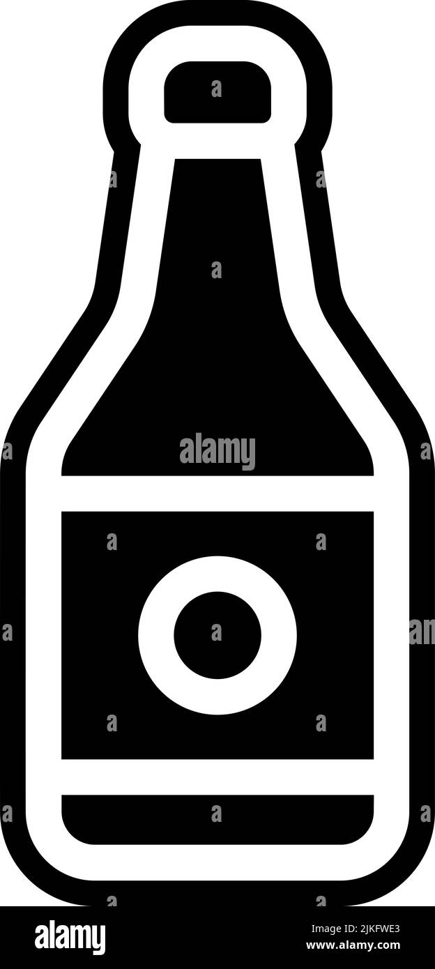 illustration vectorielle noire de l'icône de bouteille de vin. Illustration de Vecteur