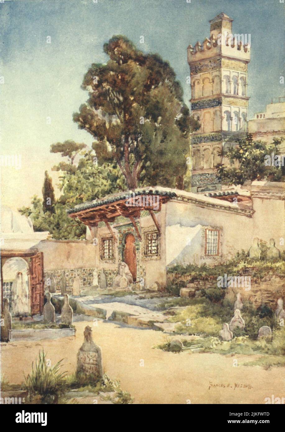 Mosquée de Sidi Abder Rahman, Alger peint par Frances E Nesbitt du livre ' Algérie et Tunis ' Date de publication 1906 Éditeur Londres, A. et C. Black Banque D'Images