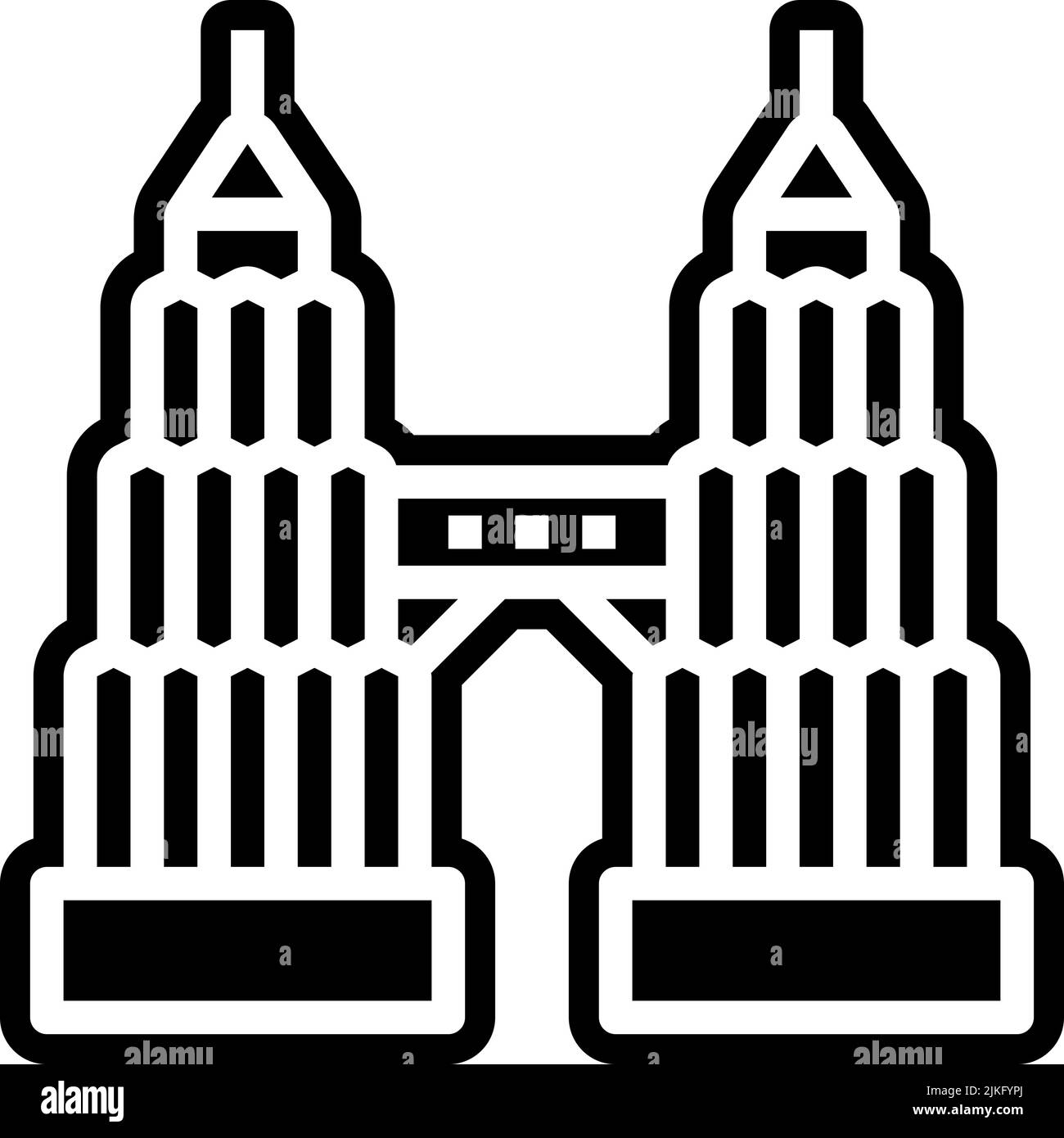 illustration vectorielle noire de l'icône de tour double petronas. Illustration de Vecteur