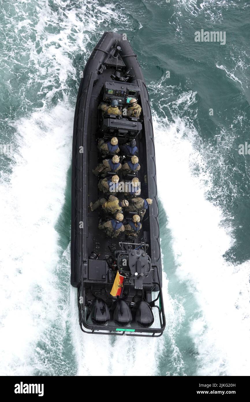 06.04.2022, Allemagne, Mecklembourg-Poméranie occidentale, Rostock - exercice de la Force opérationnelle maritime (MEG) de la Mer de police fédérale sur la Mer Baltique. 0 Banque D'Images