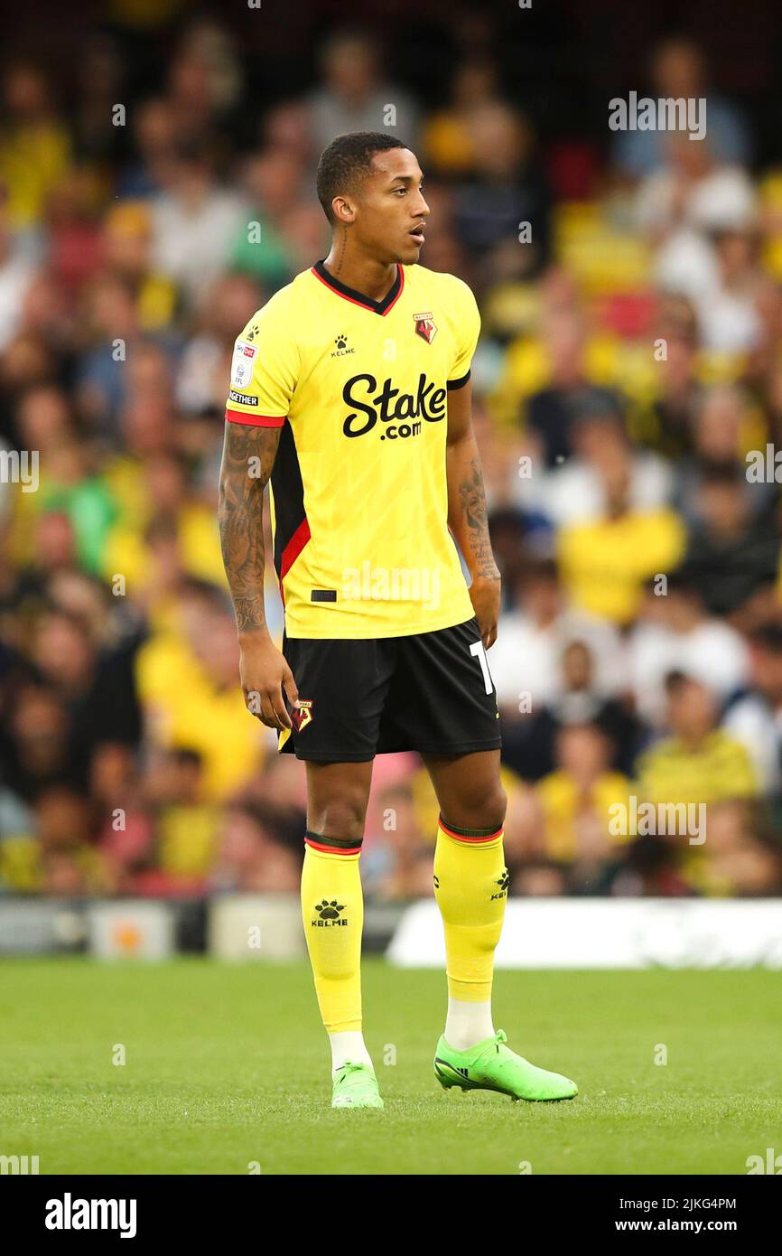 Watford, Royaume-Uni. 1st août 2022. Joao Pedro de Watford lors du match de championnat Sky Bet entre Watford et Sheffield s'est Uni à Vicarage Road, Watford, le lundi 1st août 2022. (Credit: Tom West | MI News) Credit: MI News & Sport /Alay Live News Banque D'Images