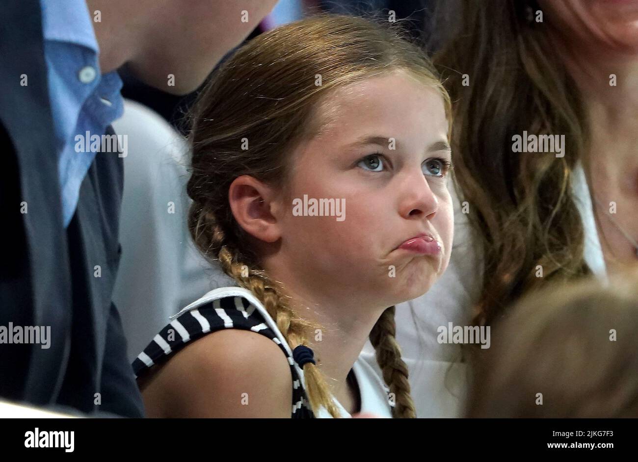 Princesse Charlotte de Cambridge au Sandwell Aquatics Centre le cinquième jour des Jeux du Commonwealth de 2022 à Birmingham. Date de la photo: Mardi 2 août 2022. Banque D'Images