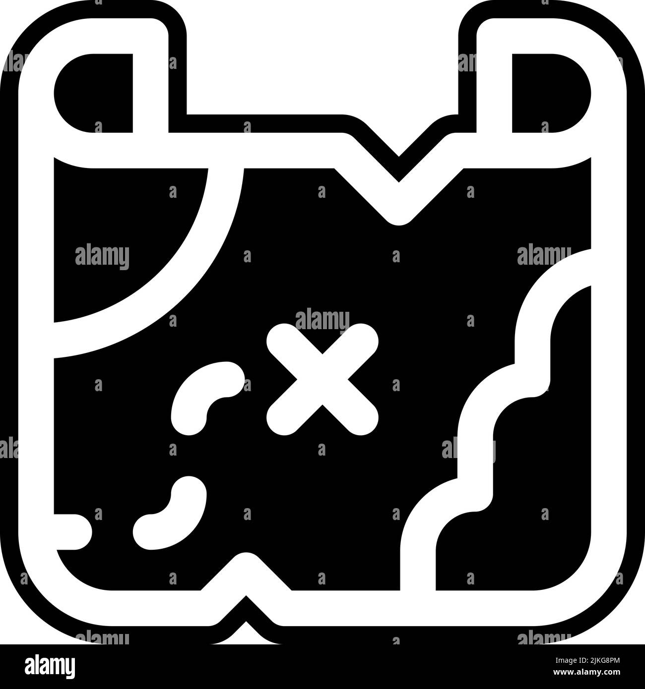 illustration vectorielle noire de l'icône de carte du trésor. Illustration de Vecteur