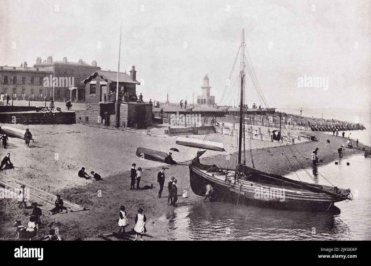 Fleetwood, Lancashire, Angleterre. La plage, vue ici au 19th siècle. De la côte, un album de photos de photos du chef des lieux d'intérêt de la mer en Grande-Bretagne et en Irlande publié Londres, 1895, par George Newnes Limited. Banque D'Images