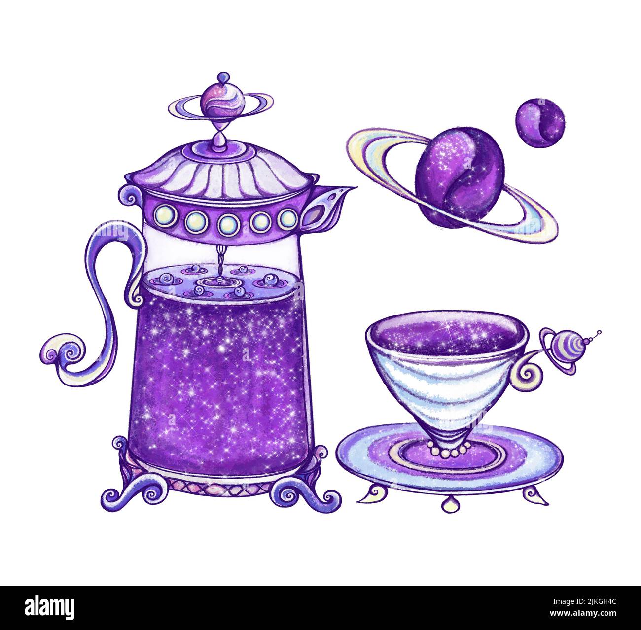 Motif Galaxy Coffee avec poussière d'étoile. Banque D'Images