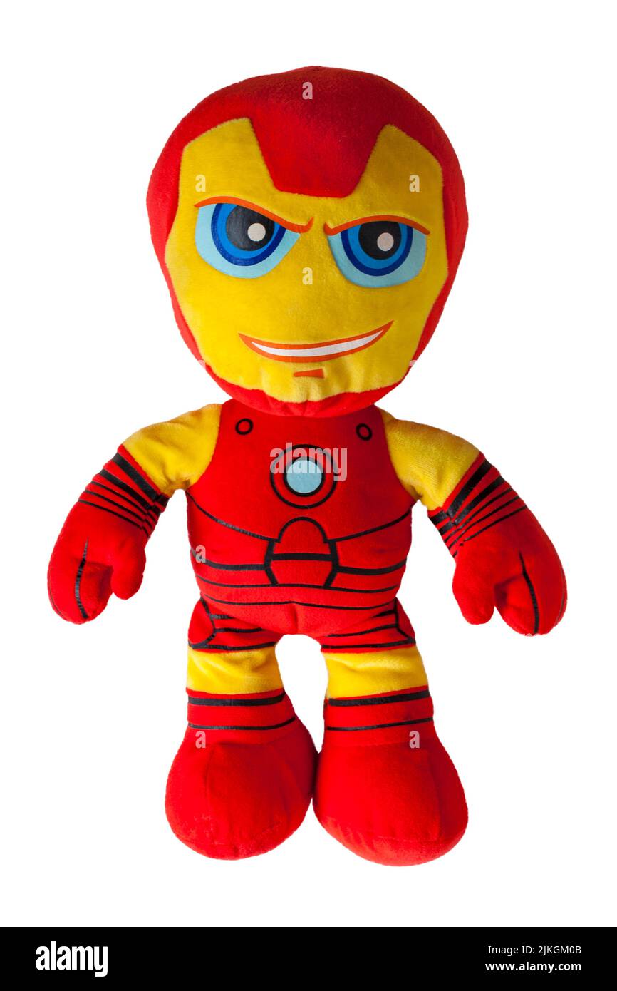 Peluche Marvel Iron Man isolée sur fond blanc Banque D'Images