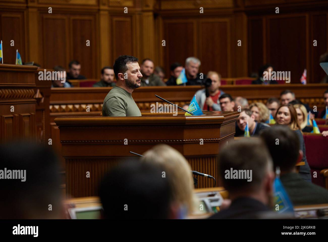 KIEV, UKRAINE - 03 mai 2022 - le président de l'Ukraine Volodymyr Zelenskyy dans la Verkhovna Rada (Conseil suprême de l'Ukraine), Kiev, Ukraine. Dans le Banque D'Images