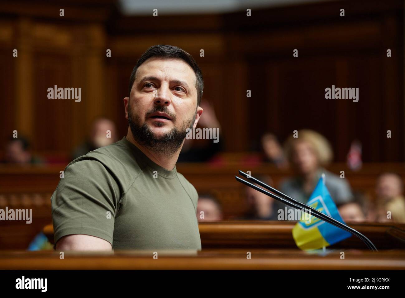 KIEV, UKRAINE - 03 mai 2022 - le président de l'Ukraine Volodymyr Zelenskyy dans la Verkhovna Rada (Conseil suprême de l'Ukraine), Kiev, Ukraine. Dans le Banque D'Images