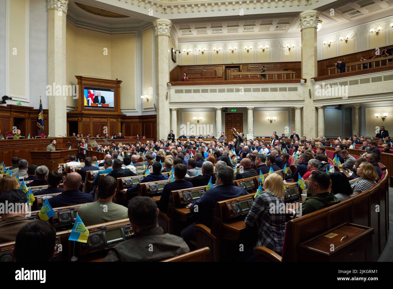 KIEV, UKRAINE - 03 mai 2022 - le président de l'Ukraine Volodymyr Zelenskyy dans la Verkhovna Rada (Conseil suprême de l'Ukraine), Kiev, Ukraine. Dans le Banque D'Images