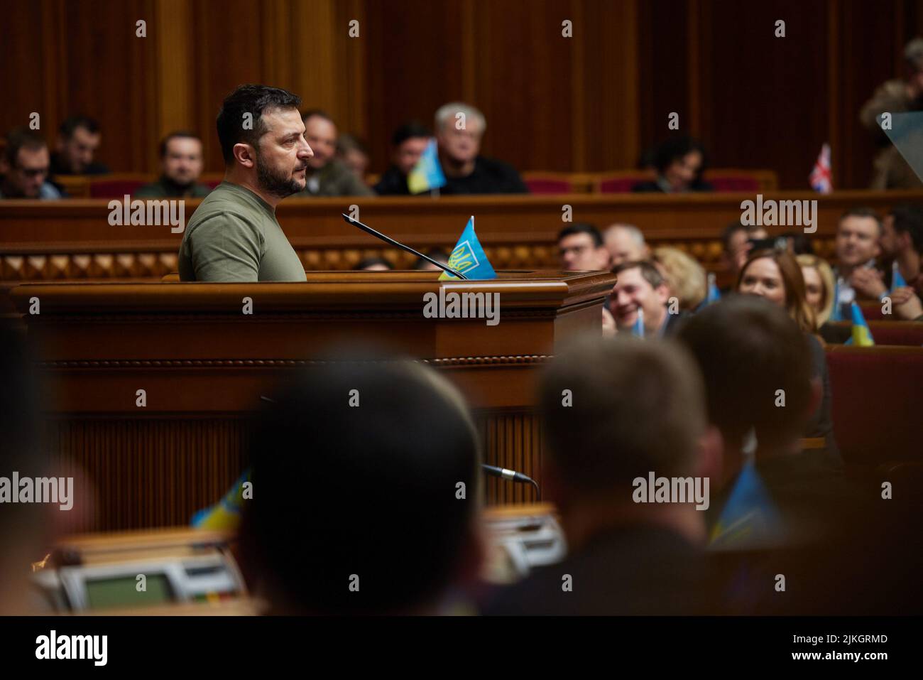 KIEV, UKRAINE - 03 mai 2022 - le président de l'Ukraine Volodymyr Zelenskyy dans la Verkhovna Rada (Conseil suprême de l'Ukraine), Kiev, Ukraine. Dans le Banque D'Images