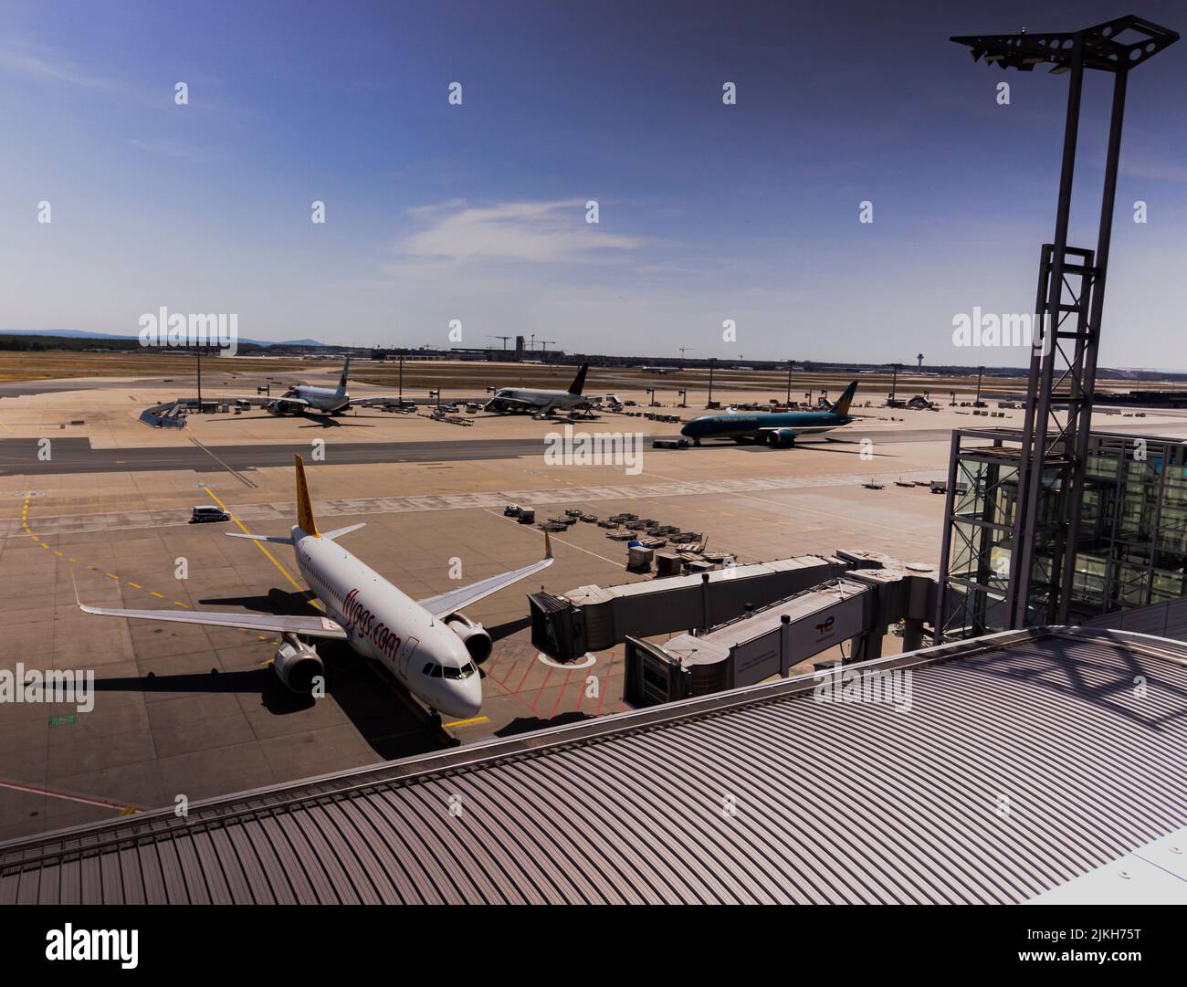Vue sur la piste de l'aéroport de Francfort Banque D'Images
