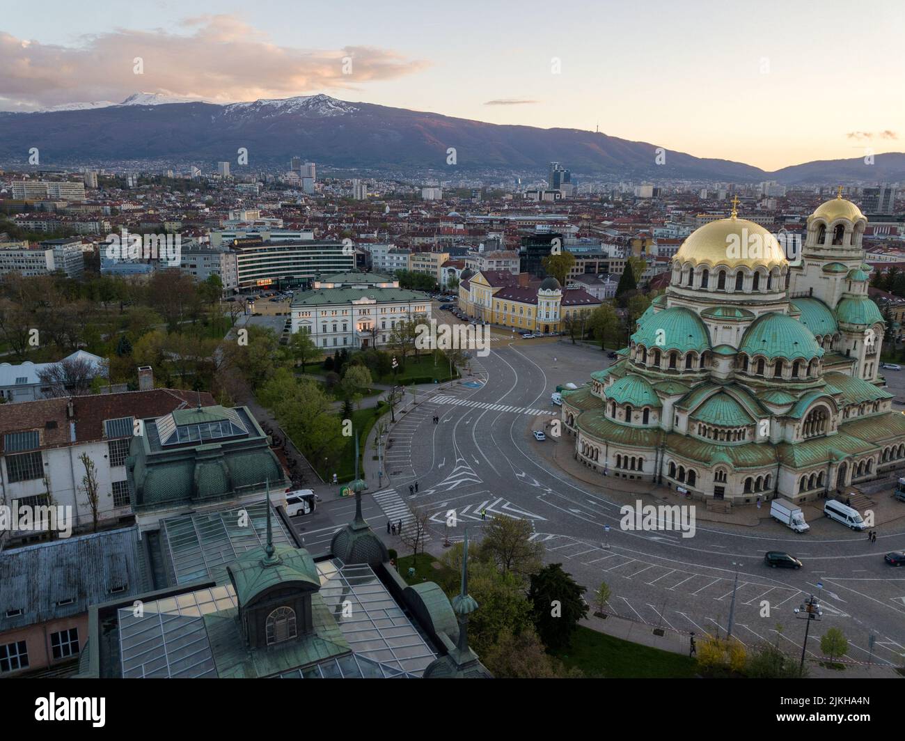 Vue sur la cathédrale Alexandre Nevski à Sofia, Bulgarie Banque D'Images