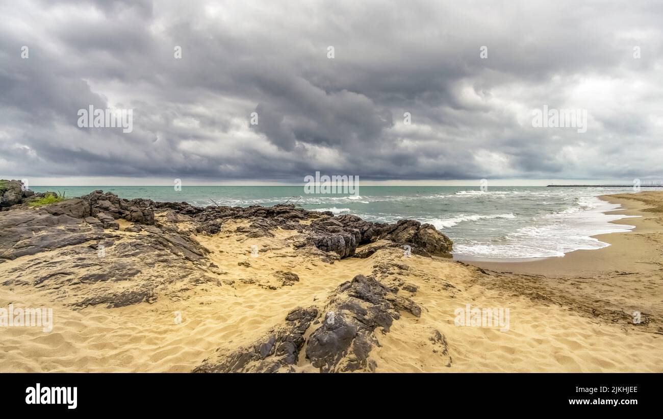 Plage près de Saint Pierre la Mer au printemps Banque D'Images