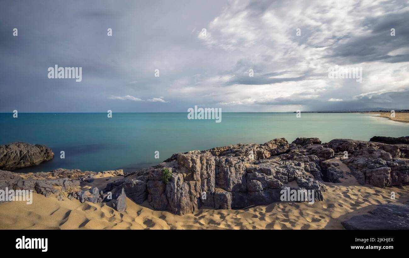 Plage près de Saint Pierre la Mer au printemps Banque D'Images