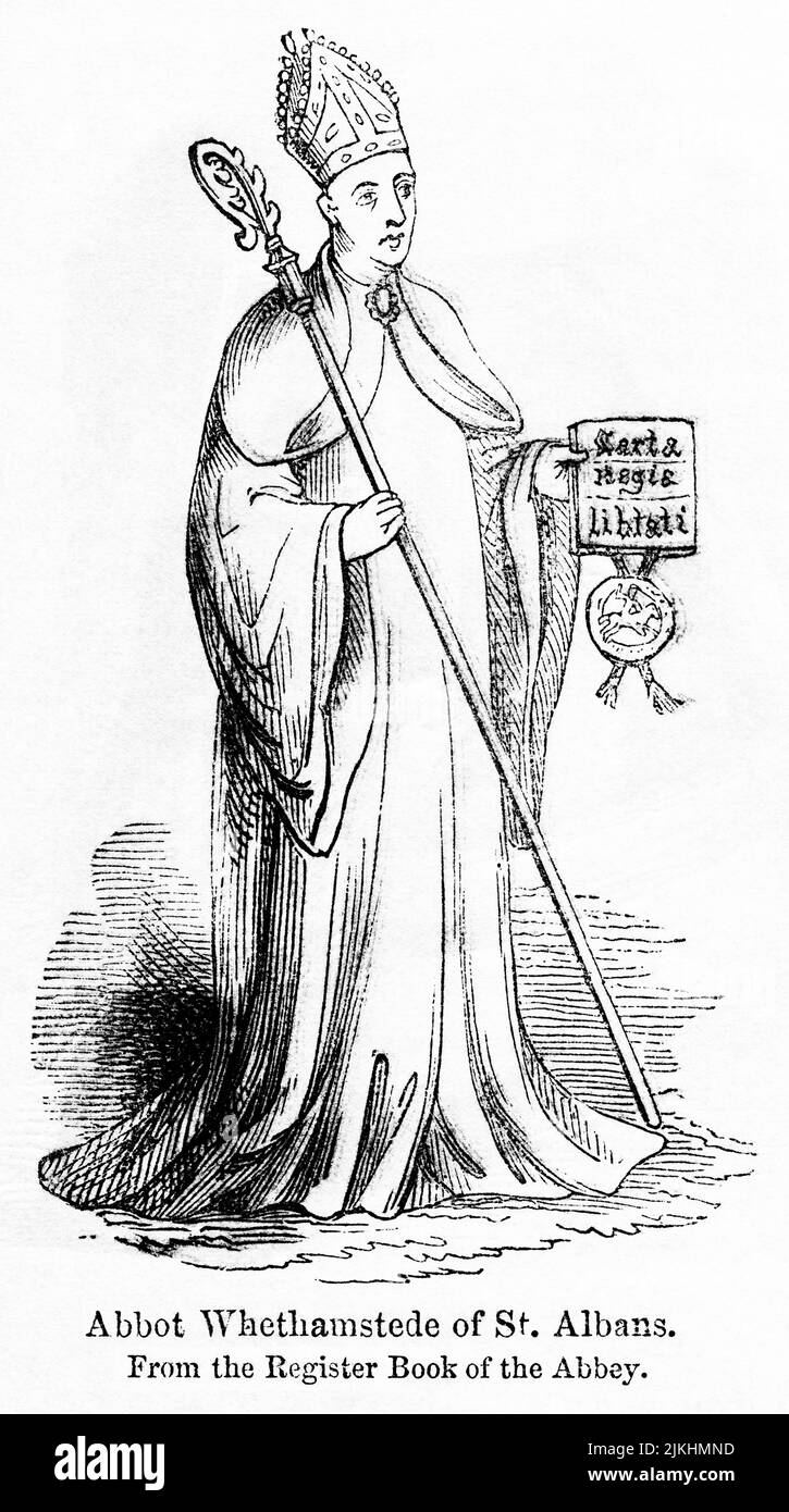 Abbé Whethamstede de St. Albans, illustration du livre, « John Cassel's Illustrated History of England, Volume II », texte de William Howitt, Cassell, Petter et Galpin, Londres, 1858 Banque D'Images
