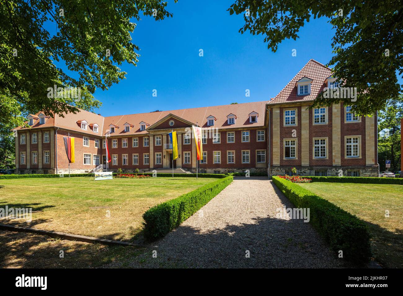 Allemagne, Coesfeld, Berkel, Baumberge, Muensterland, Westphalie, Rhénanie-du-Nord-Westphalie, maison de district, siège de l'administration de district, district de Coesfeld, néo-baroque, bâtiment en brique Banque D'Images