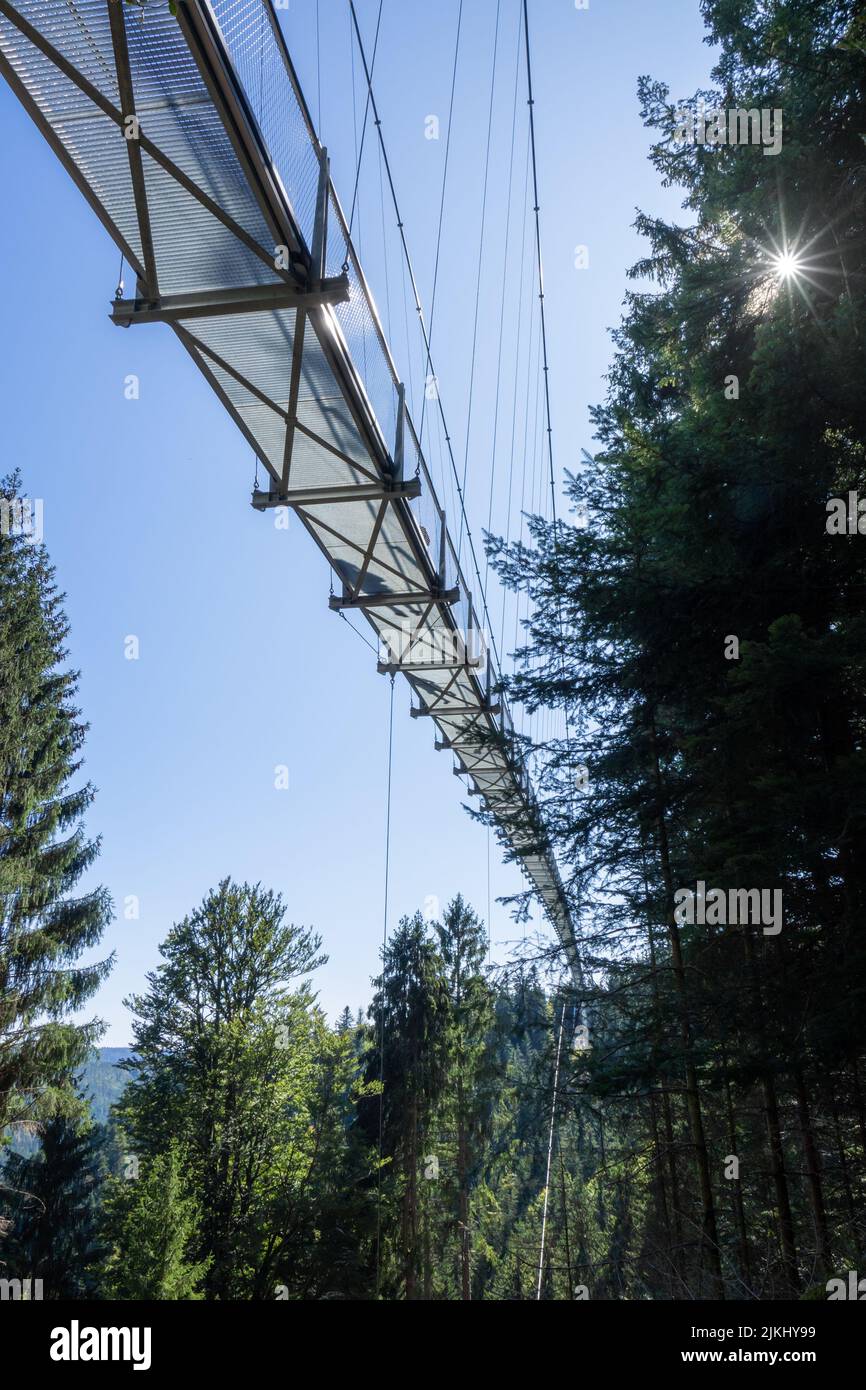 Une image du pont de câble à Bad Wildbad, au sud de l'Allemagne Banque D'Images