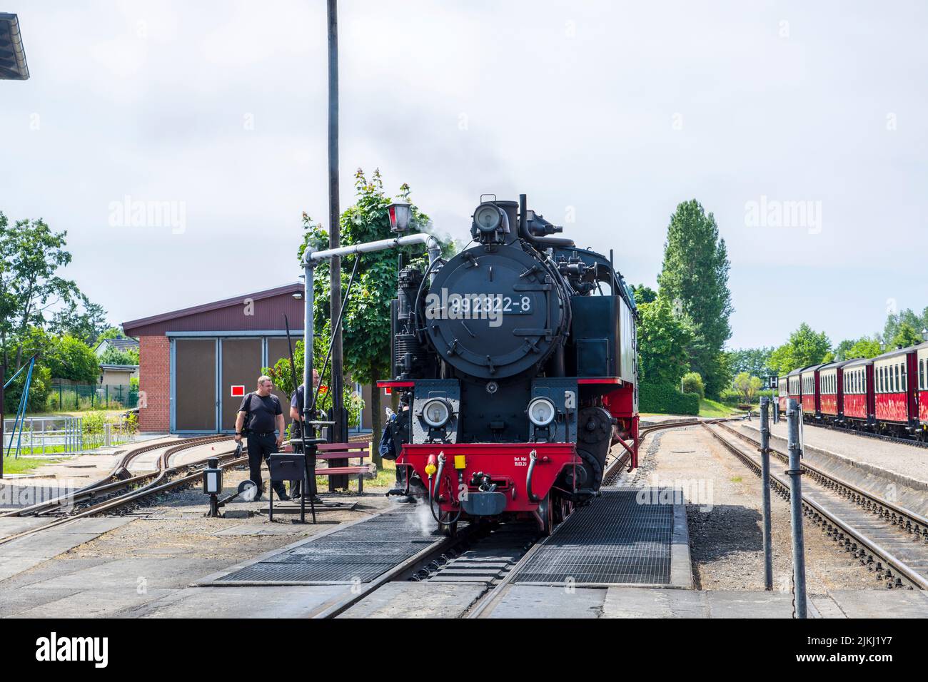Chemin de fer à vapeur, Molli, chemin de fer à voie étroite, chemin de fer, gare, Kühlungsborn-Ouest, Mecklenburg-Ouest Pomerania Banque D'Images