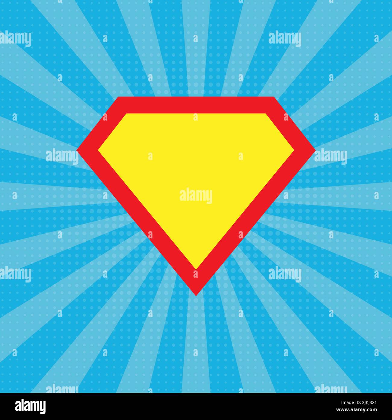 Icône de vecteur super-héros isolée sur fond bleu. Modèle de logo Superman. Illustration de Vecteur