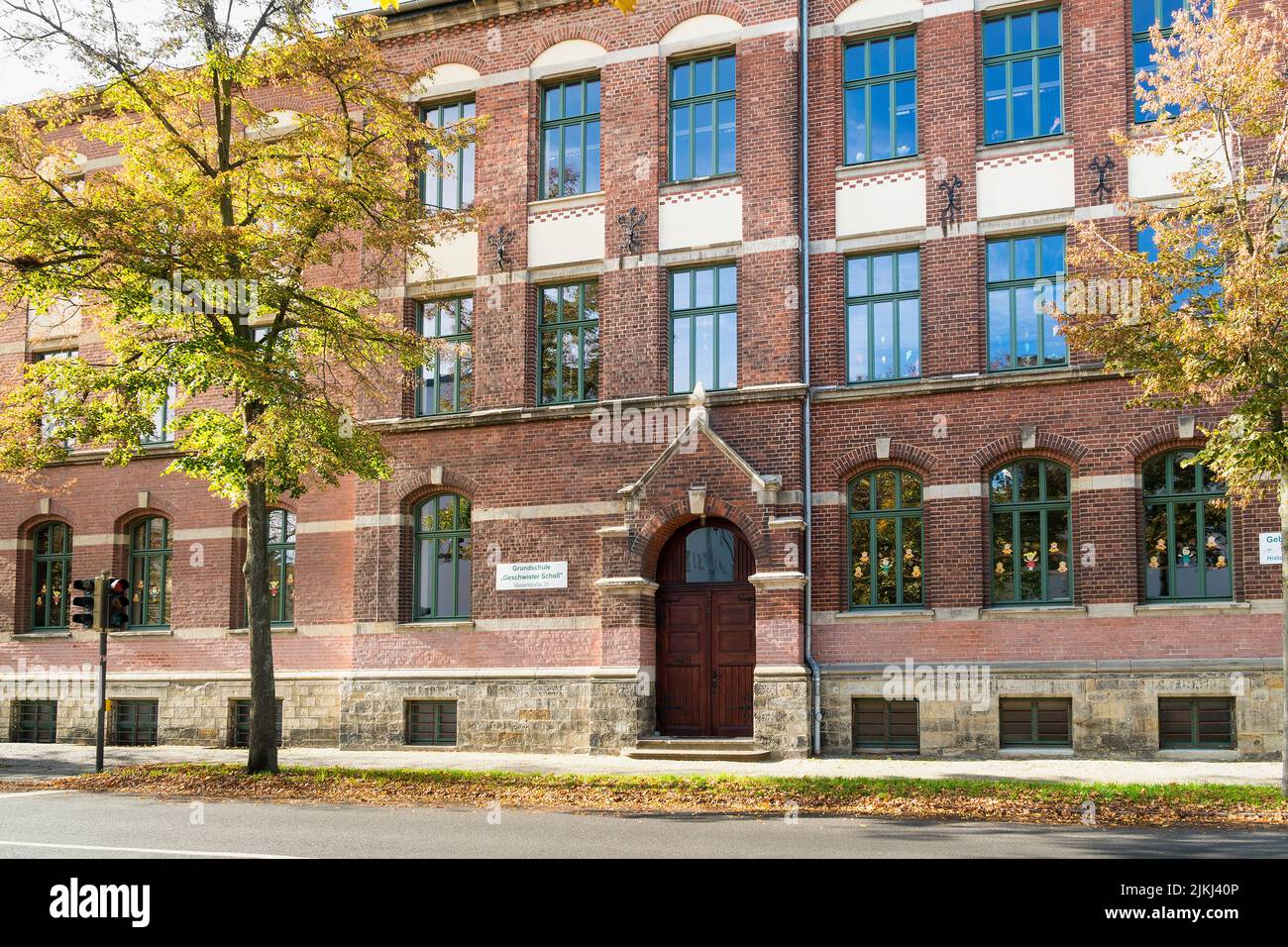 Allemagne, Saxe-Anhalt, Dessau, école élémentaire Hans et Sophie Scholl, monument architectural Banque D'Images