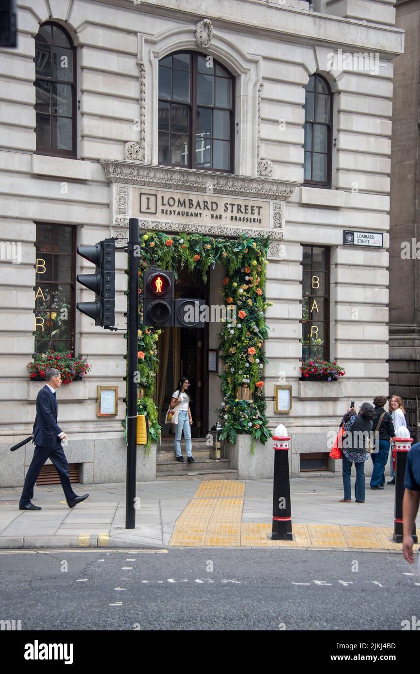 Lombard Street, quartier financier City of London, Royaume-Uni Banque D'Images