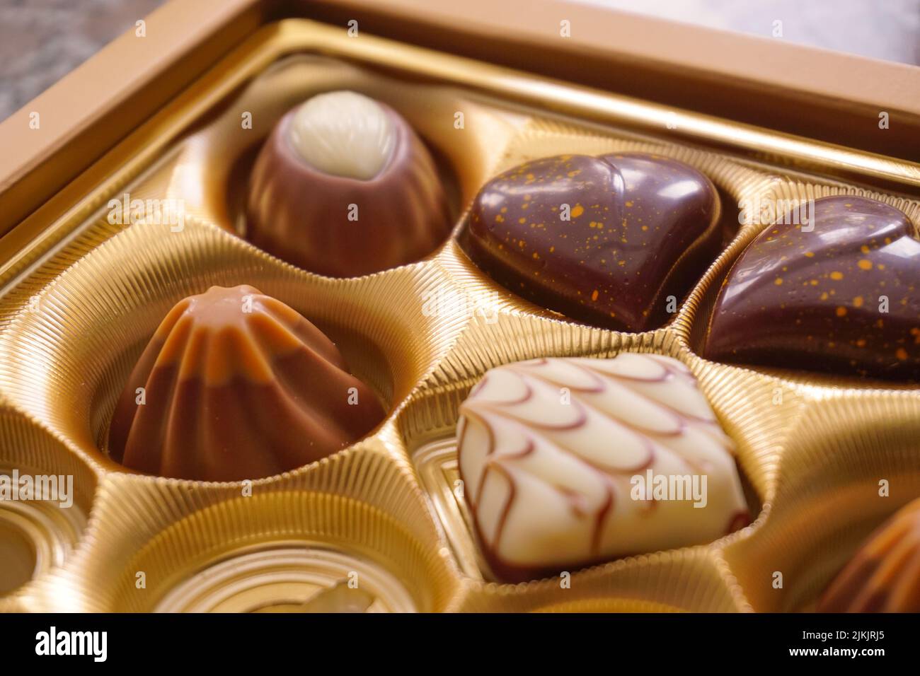 Assortiment de chocolats suisses vue rapprochée Banque D'Images