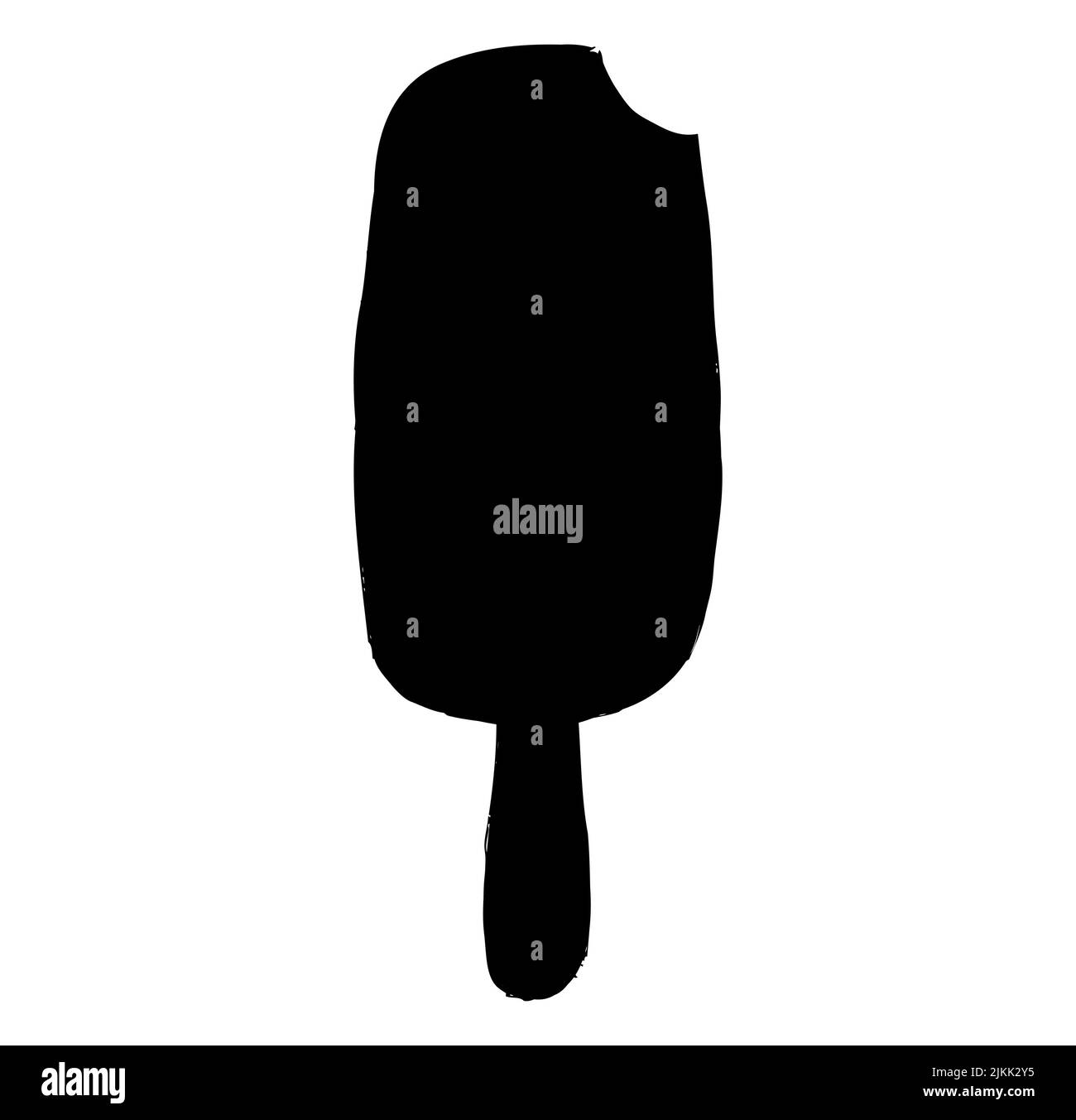 Crème glacée, lolly isolée sur fond blanc, silhouette noire Illustration de Vecteur