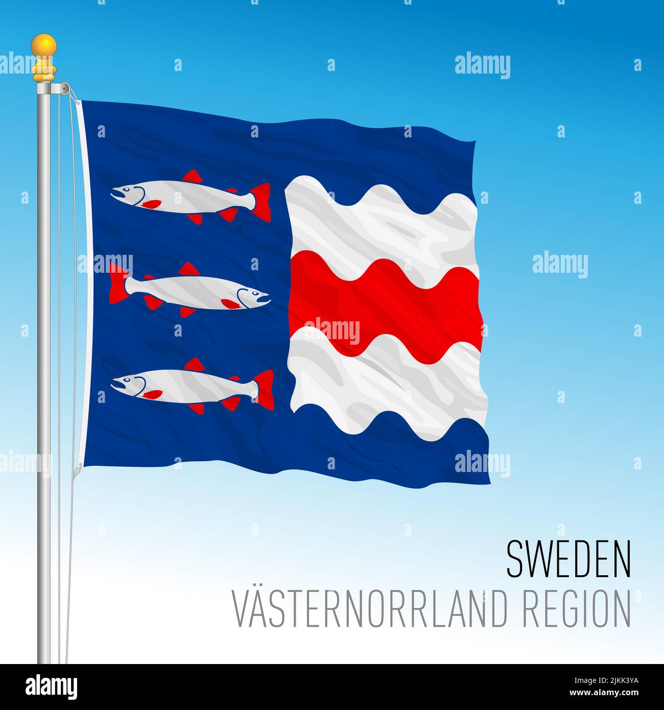 Drapeau régional du comté de Vasternorrland, Royaume de Suède, illustration vectorielle Illustration de Vecteur