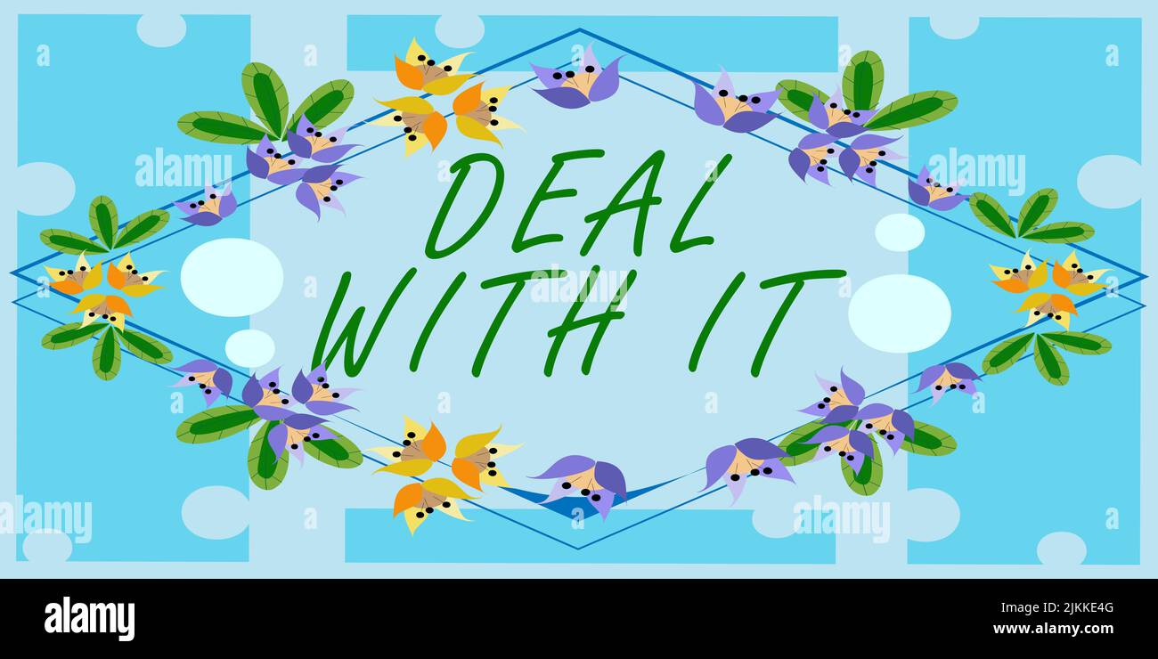 Légende de texte présentant traiter avec elle. Mot pour adapter à une ...