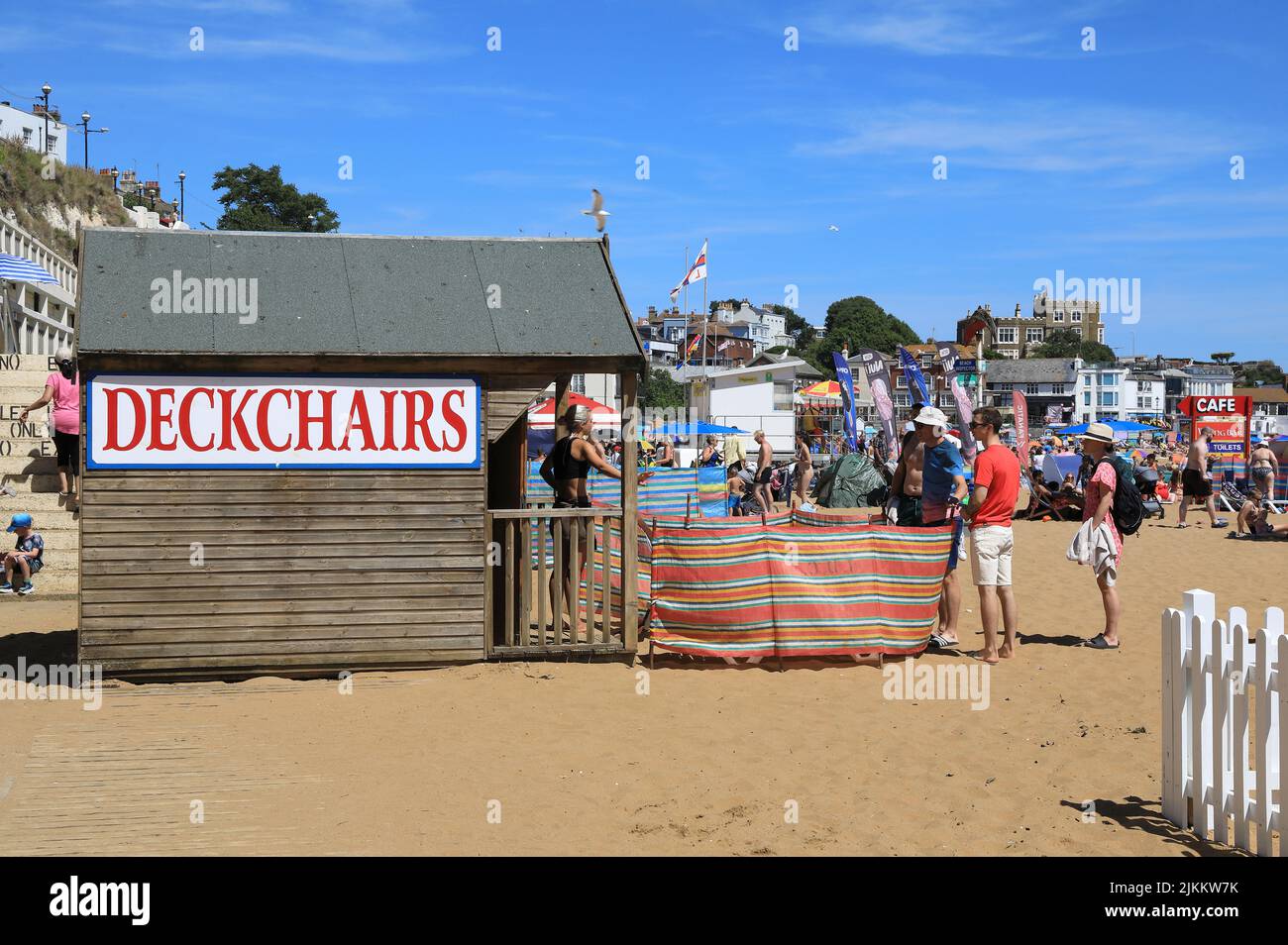 Belle plage de Viking Bay à Broadescaliers sur l'île de Thanet, dans le Kent, Royaume-Uni Banque D'Images