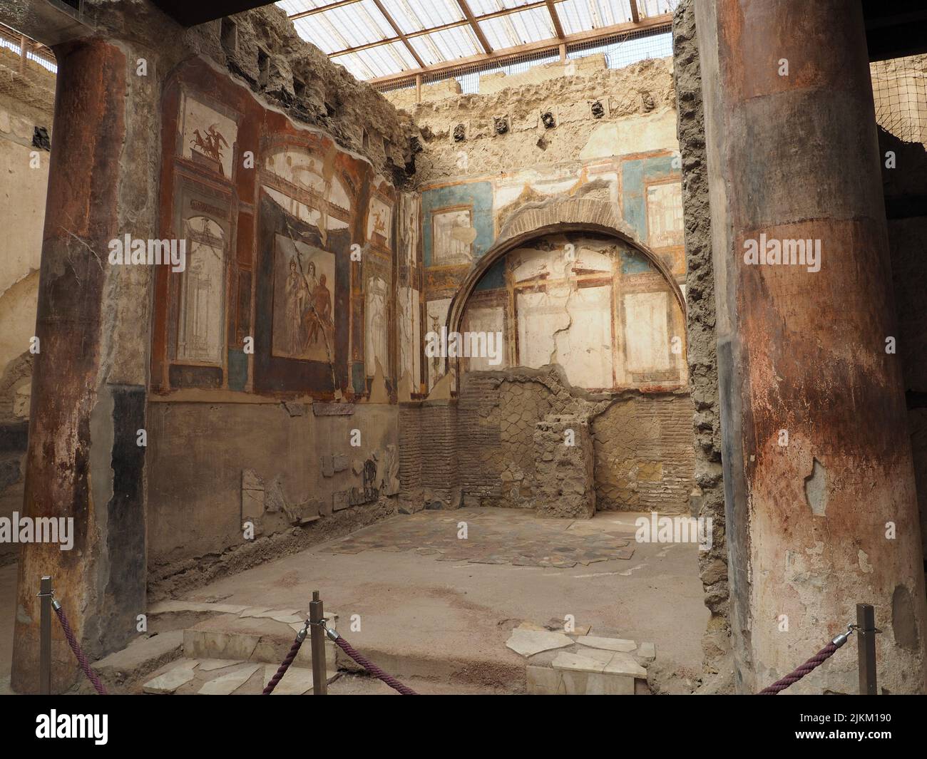 Intérieur du Collège des Augustines, Ercolano Scavi, fouilles d'Herculanum, Campanie, Italie. Banque D'Images