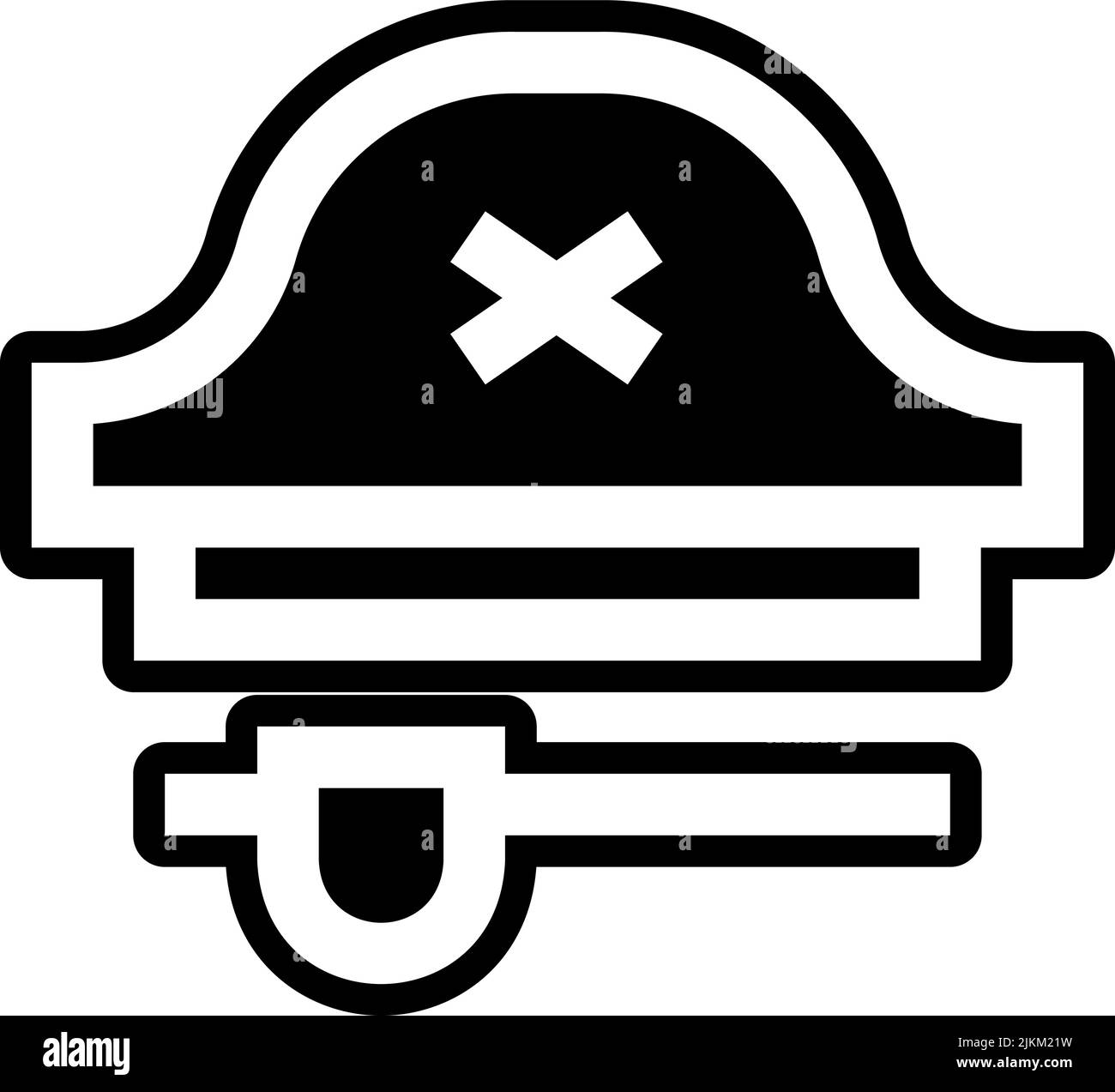 illustration vectorielle noire de l'icône de chapeau pirate. Illustration de Vecteur